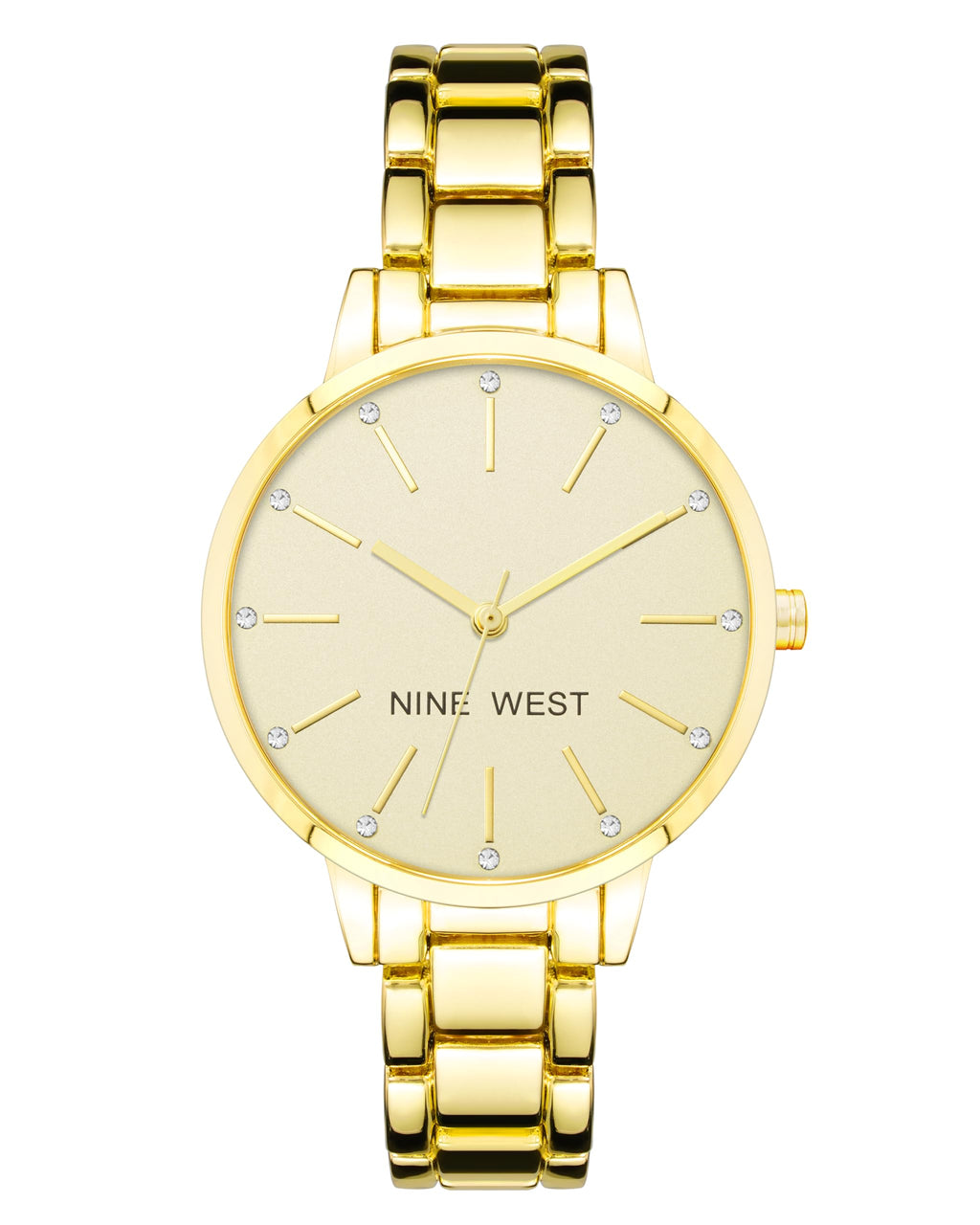 Nine West Women's Crystal Accented Gold-Tone Bracelet Watch