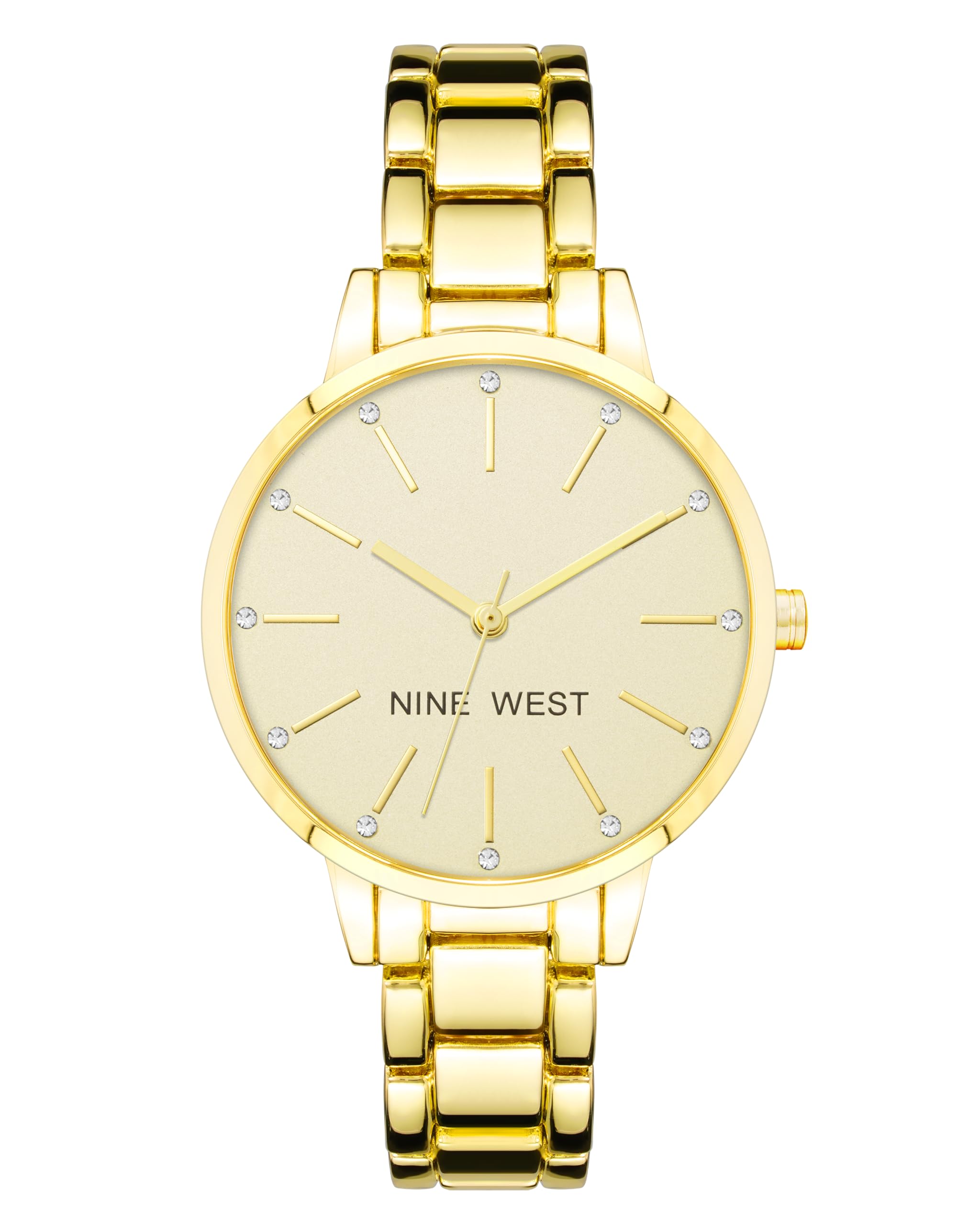 Nine West Women's Crystal Accented Gold-Tone Bracelet Watch